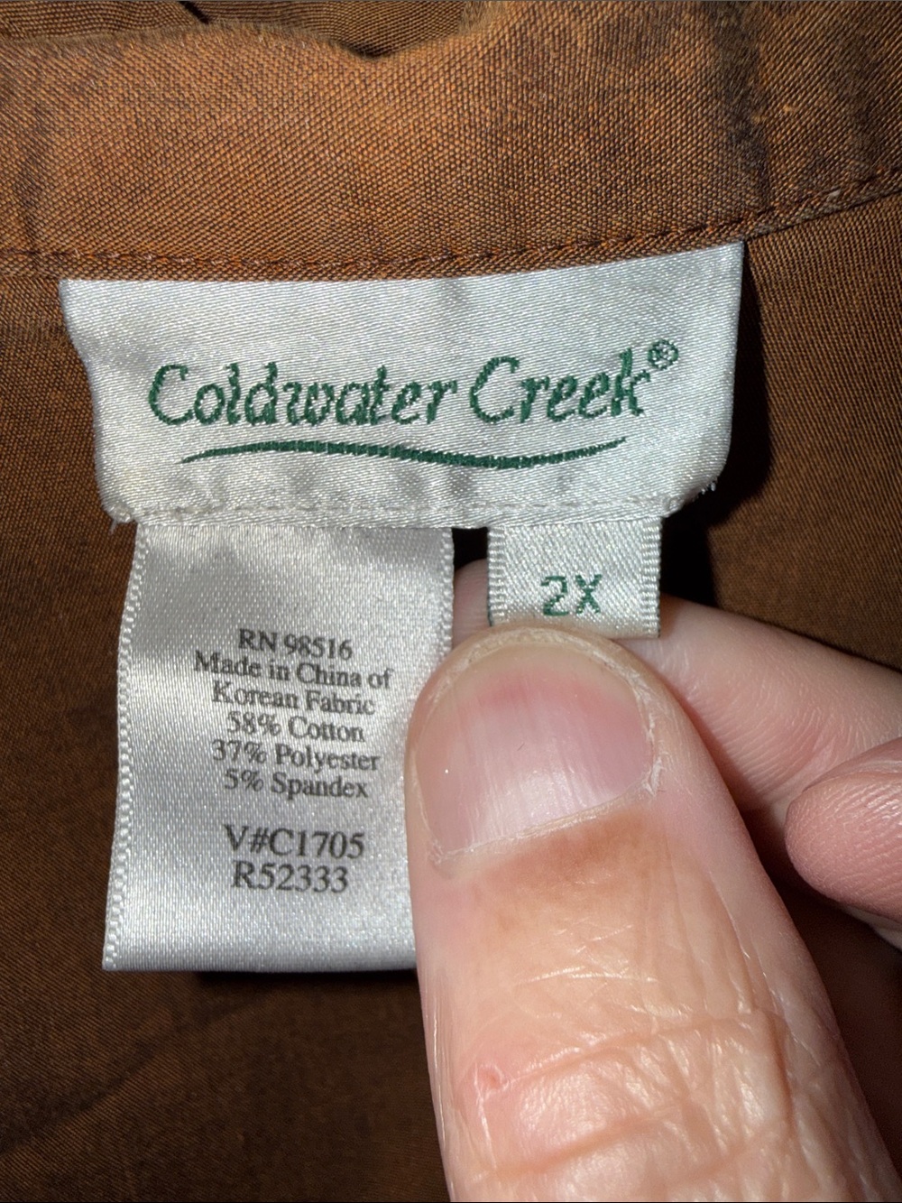Coldwater Creek Warm Rust Brown Zip Up Blouse Women’s Size 2X 🔥 G1 - Picture 2 of 3
